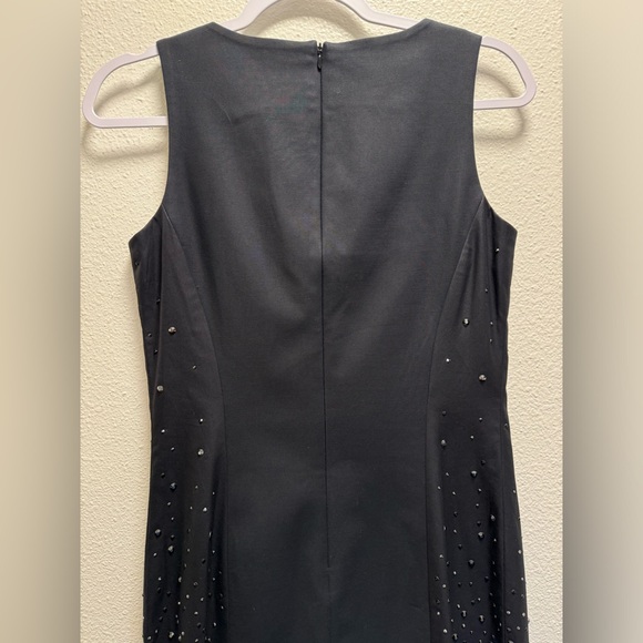 Rag & Bone Midi Dress Black Rhinestone Accents Back Zipper Stretch Black Size 6 - Picture 5 of 11